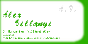alex villanyi business card