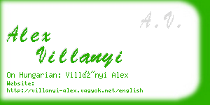 alex villanyi business card